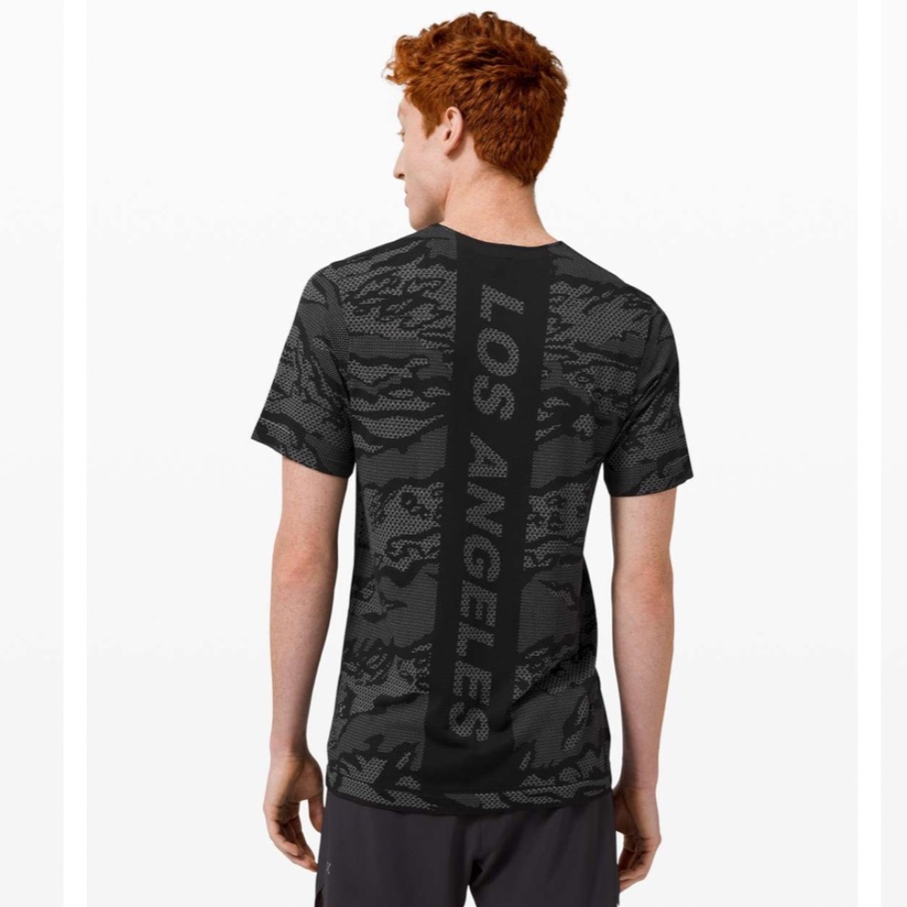 Lululemon Metal Vent Breathe Short Sleeve Los Angeles x Silver Drop x Black Sz L